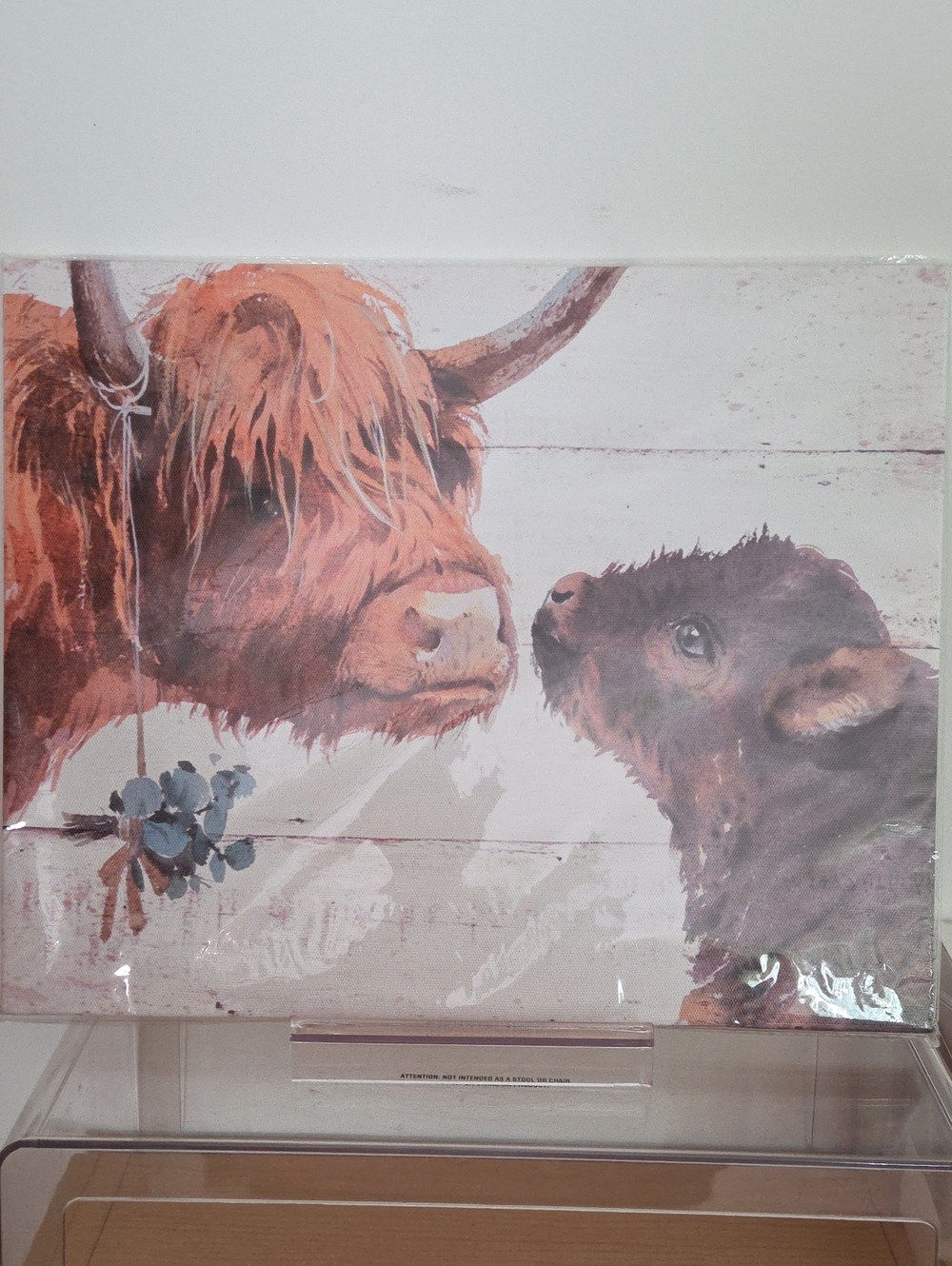 Highland Cow and Calf Wall Art Canvas NWT - Brown Rustic Home Décor